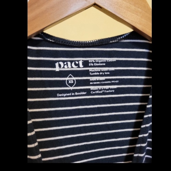 Pact Organic Cotton Wrap Dress Tulip Navy Stripes - Picture 8 of 8